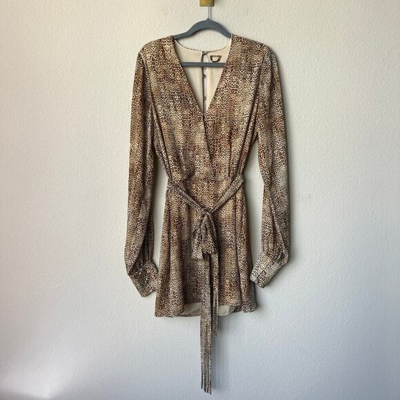 Alexis Dula Leopard Print Belted Mini Dress Size Small - Picture 2 of 6